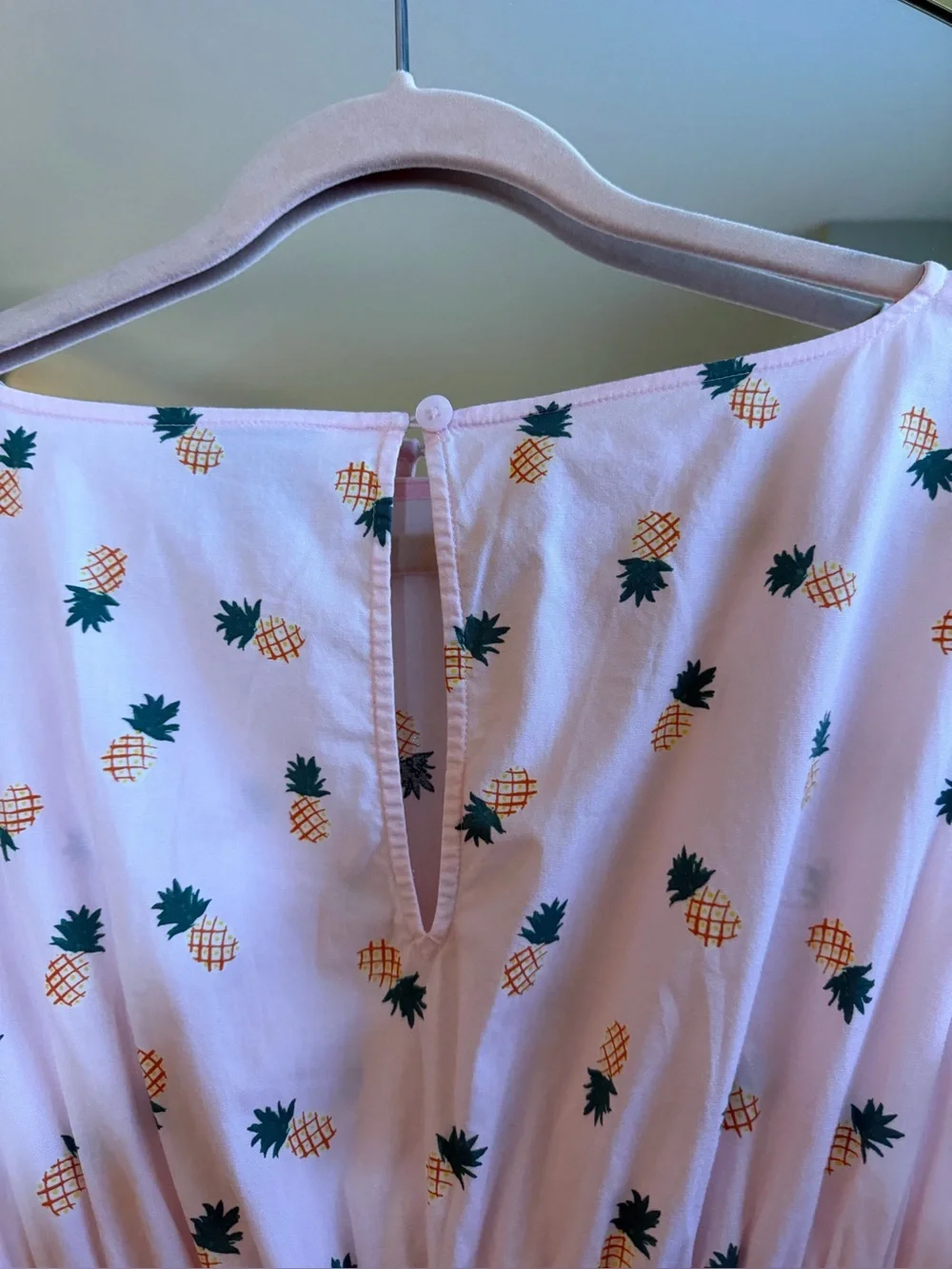 Kate Spade Light Pink Pineapple Print Smocked Waist Dress